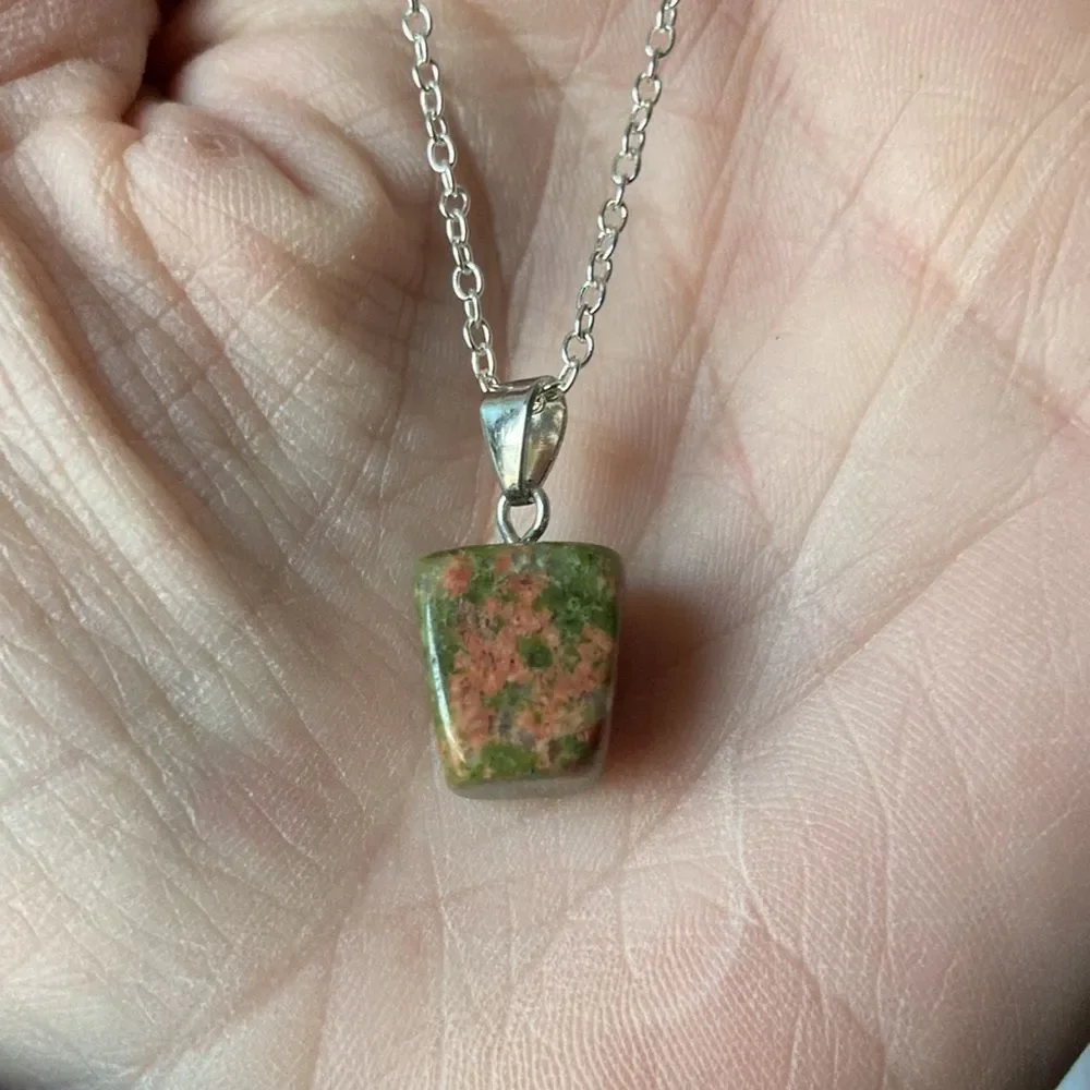 Genuine Unakite Stone Pendant and Necklace J4 - Picture 1 of 8